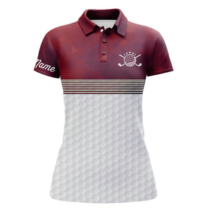 Red and white Womens golf polo shirts custom name ladies golf shirts, personalized golf gifts NQS6450