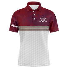 Load image into Gallery viewer, Red and white Mens golf polo shirts custom name golf shirts for men, personalized golf gifts NQS6450