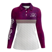 Load image into Gallery viewer, Pink and white Womens golf polo shirts custom name ladies golf shirts, personalized golf gifts NQS6451