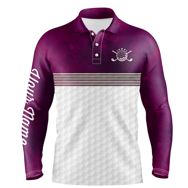 Pink and white Mens golf polo shirts custom name golf shirts for men, personalized golf gifts NQS6451