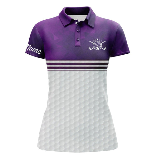 Purple and white Womens golf polo shirts custom name ladies golf shirts, personalized golf gifts NQS6452