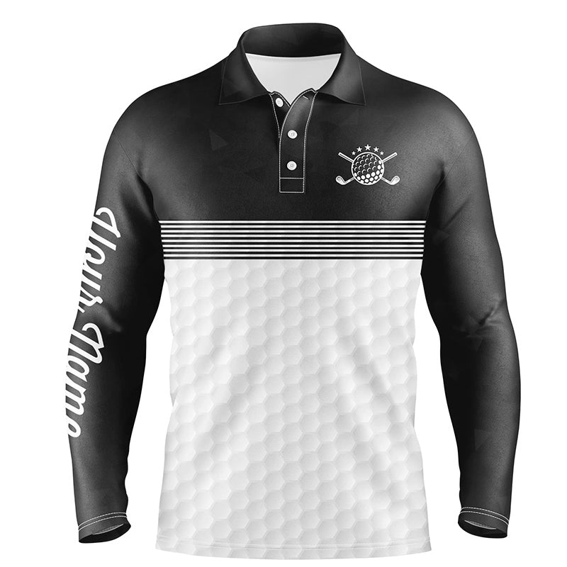 Black and white Mens golf polo shirts custom name golf shirts for men, personalized golf gifts NQS6453