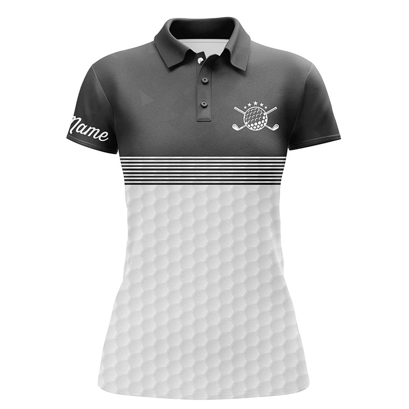 Black and white Womens golf polo shirts custom name ladies golf shirts, personalized golf gifts NQS6453