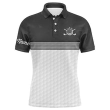 Load image into Gallery viewer, Black and white Mens golf polo shirts custom name golf shirts for men, personalized golf gifts NQS6453