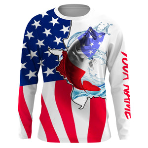 Largemouth Bass fishing American flag patriotic fishing Custom Name 3D tournament fishing shirts UV protection UPF 30+ NQS2540