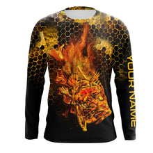 Load image into Gallery viewer, Flaming Fire fish skeleton fishing Custom UV sun protection Long sleeve Fishing Shirts, Fishing Gift NQS4602