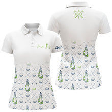 Load image into Gallery viewer, Womens golf polo shirt custom name golf clubs pattern white golf tops for women, golf gift for mom NQS5332