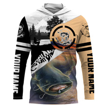 Load image into Gallery viewer, Catfish Fishing Fish On custom performance fishing shirt UV protection UPF 30+ NQS616