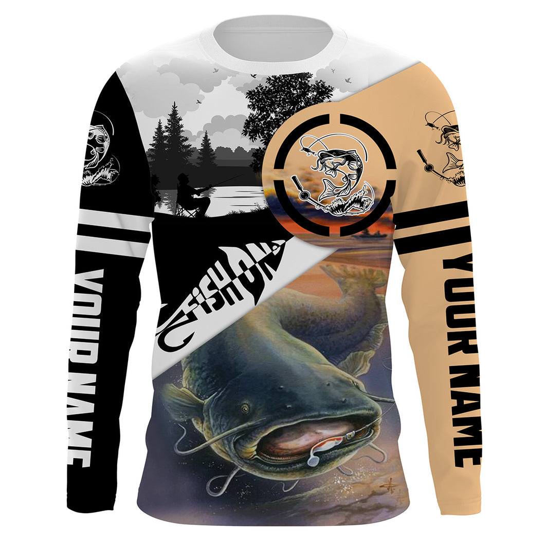 Catfish Fishing Fish On custom performance fishing shirt UV protection UPF 30+ NQS616