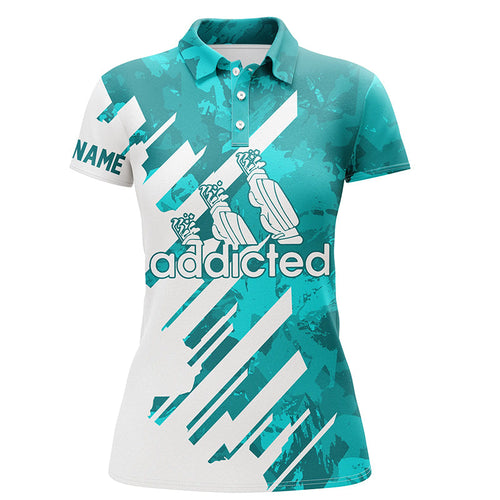 White and turquoise camo golf clubs Women golf polo shirts custom addicted golf tops for ladies NQS6467