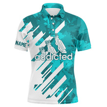 Load image into Gallery viewer, White and turquoise camo golf clubs Mens golf polo shirt custom addicted golf tops for mens NQS6467