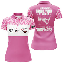 Load image into Gallery viewer, Pink leopard Womens golf heartbeat polo shirt custom I just want to drink wine play golf and take naps NQS6911