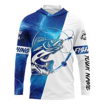 Load image into Gallery viewer, Walleye Fishing tattoo blue lightning Customized Name UV Protection UPF 30+ Fishing jerseys performance apparel NQS2427