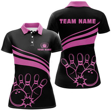 Load image into Gallery viewer, Personalized polo bowling shirts for women, custom black womens bowling shirts team bowl jersey | Pink NQS6923