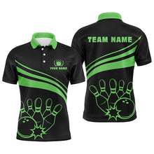 Load image into Gallery viewer, Personalized black bowling polo shirts for men, custom men&#39;s bowling shirt team bowling jerseys |Green NQS6925