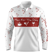 Load image into Gallery viewer, Funny Mens golf polo shirts Christmas ho ho ho pattern custom name plan for the day coffee golf wine NQS4218