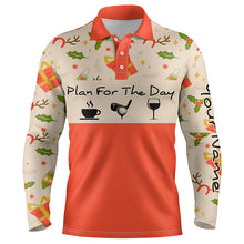 Load image into Gallery viewer, Funny Mens golf polo shirts Christmas pattern custom name plan for the day coffee golf wine NQS4219