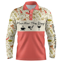 Load image into Gallery viewer, Funny Mens golf polo shirts lovely Christmas pattern custom name plan for the day coffee golf wine NQS4221