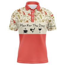 Load image into Gallery viewer, Funny Mens golf polo shirts lovely Christmas pattern custom name plan for the day coffee golf wine NQS4221