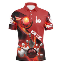 Load image into Gallery viewer, Men&#39;s bowling shirt custom name red flame bowling shirt, personalized bowling jerseys NQS4463