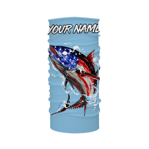 Tuna fishing American flag custom name sun protection long sleeve fishing shirts jerseys | Sky Blue NQS3852