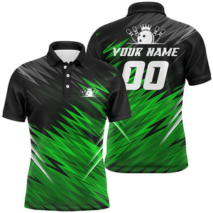 Green and black men short sleeve polo shirts custom bowling shirts for men, team bowling jerseys bowler NQS6476