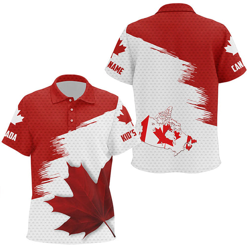 Canadian flag Kid golf polo shirts custom Maple leaves patriotic Canada golf shirt for Kid NQS6741