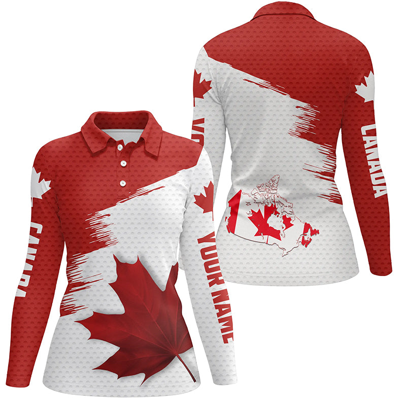 Canadian flag Womens golf polo shirt custom Maple leaves patriotic Canada golf shirt for ladies NQS6741