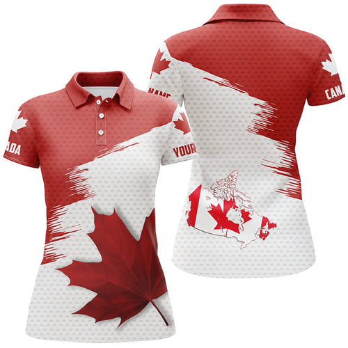 Canadian flag Womens golf polo shirt custom Maple leaves patriotic Canada golf shirt for ladies NQS6741