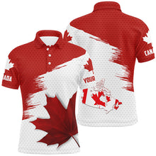 Load image into Gallery viewer, Canadian flag Mens golf polo shirt custom Maple leaves patriotic Canada golf shirt for men, golf gifts NQS6741