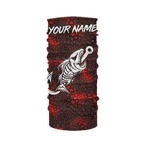 Red Camo fishing shirt Fish hook skull Custom Name sun protection mens long sleeve fishing shirts NQS5083