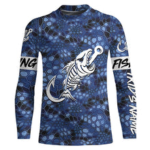 Load image into Gallery viewer, Blue Camo fishing shirts Fish hook skull Custom Name sun protection mens long sleeve fishing shirts NQS5084