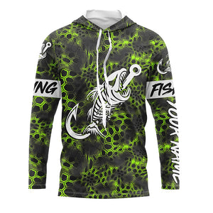 Green Camo fishing shirts Fish hook skull Custom Name sun protection mens long sleeve fishing shirts NQS5085