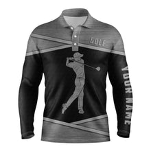 Load image into Gallery viewer, Mens golf polo shirt black best mens golf wear personalized gifts for the golfer NQS3389