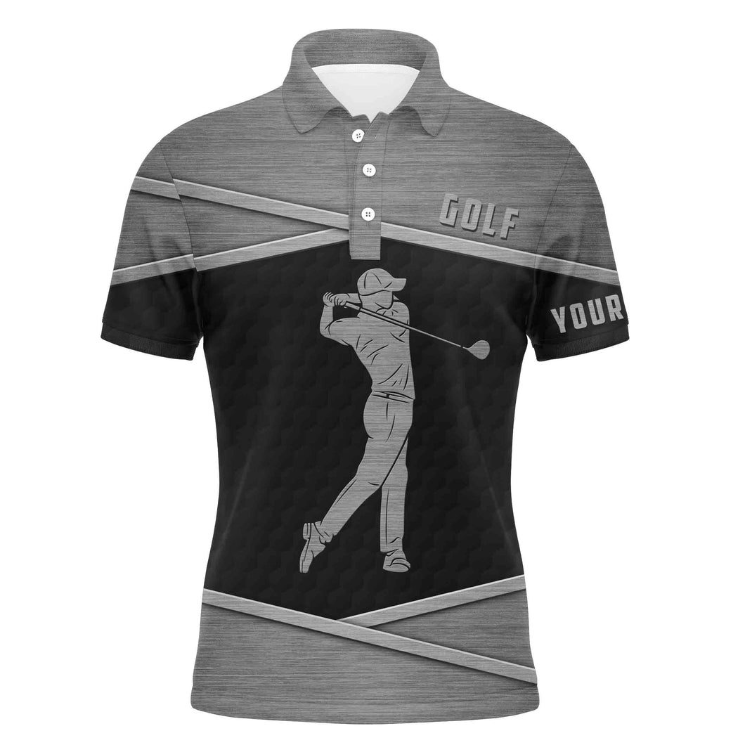 Mens golf polo shirt black best mens golf wear personalized gifts for the golfer NQS3389