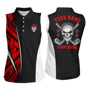 Red camo black Womens sleeveless polo shirt custom golf clubs skull golf tops for womens, golf gifts NQS6496