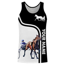 Load image into Gallery viewer, Harness racing custom name horse riding black white horse shirt, custom horse gift for men, women, kid NQS4246