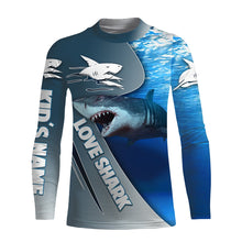 Load image into Gallery viewer, Shark Fishing Blue Ocean Customize name 3D All over print shirts, fishing gift for men, women, Kid NQS415