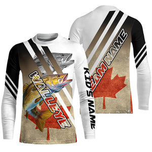 Walleye fishing Canadian flag patriotic Custom UV protection performance long sleeve fishing jerseys NQS7113