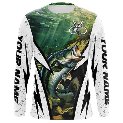 Largemouth Bass fishing Custom UV protection performance long sleeve fishing shirt, Bass fish jerseys NQS7114