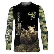 Load image into Gallery viewer, Moose Hunting Green Camo 3D All Over print shirts personalized hunting apparel for Adult and kid NQS534