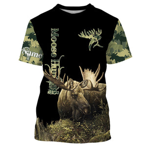 Moose Hunting Green Camo 3D All Over print shirts personalized hunting apparel for Adult and kid NQS534