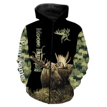 Load image into Gallery viewer, Moose Hunting Green Camo 3D All Over print shirts personalized hunting apparel for Adult and kid NQS534