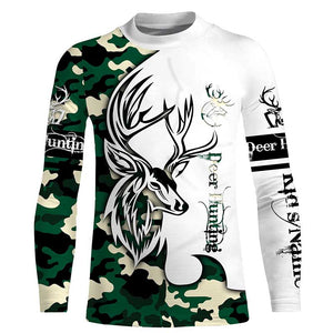 Deer hunting tattoos green camo custom name all over print hunting Shirts - Hunting gifts for him NQS4039