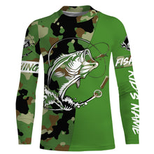 Load image into Gallery viewer, Custom Name bass fishing tattoos Camouflage green camo shirt Performance Fishing Shirt, Bass Fishing Jerseys NQS2570