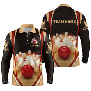 Black vintage bowling shirts for men custom name and team name bowling jerseys, bowling team shirts NQS4477