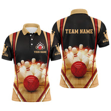 Load image into Gallery viewer, Black vintage bowling shirts for men custom name and team name bowling jerseys, bowling team shirts NQS4477