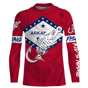 AR Fishing Custom Arkansas Flag Fish hook skull Custom sun protection fishing shirts for men, women NQS3390