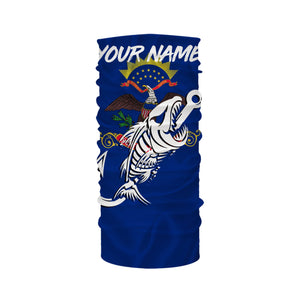 ND North Dakota Fishing Flag Fish hook skull Custom sun protection fishing shirts for men, women, kid NQS3402