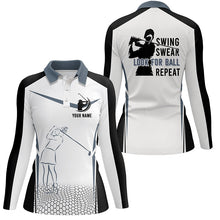 Load image into Gallery viewer, Black and white Womens golf polo shirts custom swing swear look for ball repeat golf tops for women NQS6525